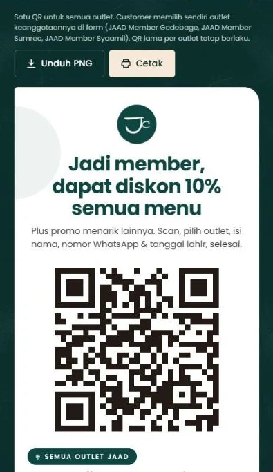 Poster QR daftar member untuk dipasang di kasir